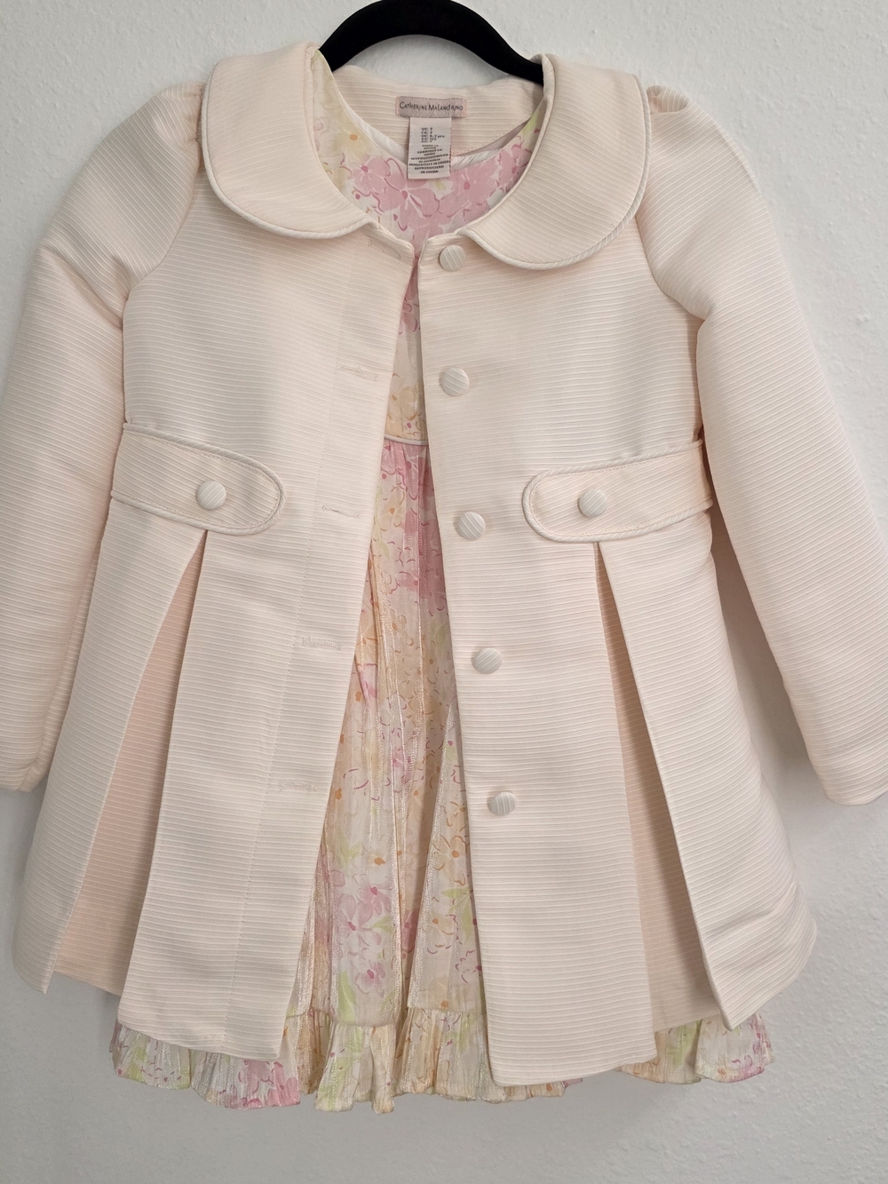 Catherine Malandrino Girls Pink Coat Dress Set Spring Floral Formal Outfit Sz 7 - Picture 3 of 11